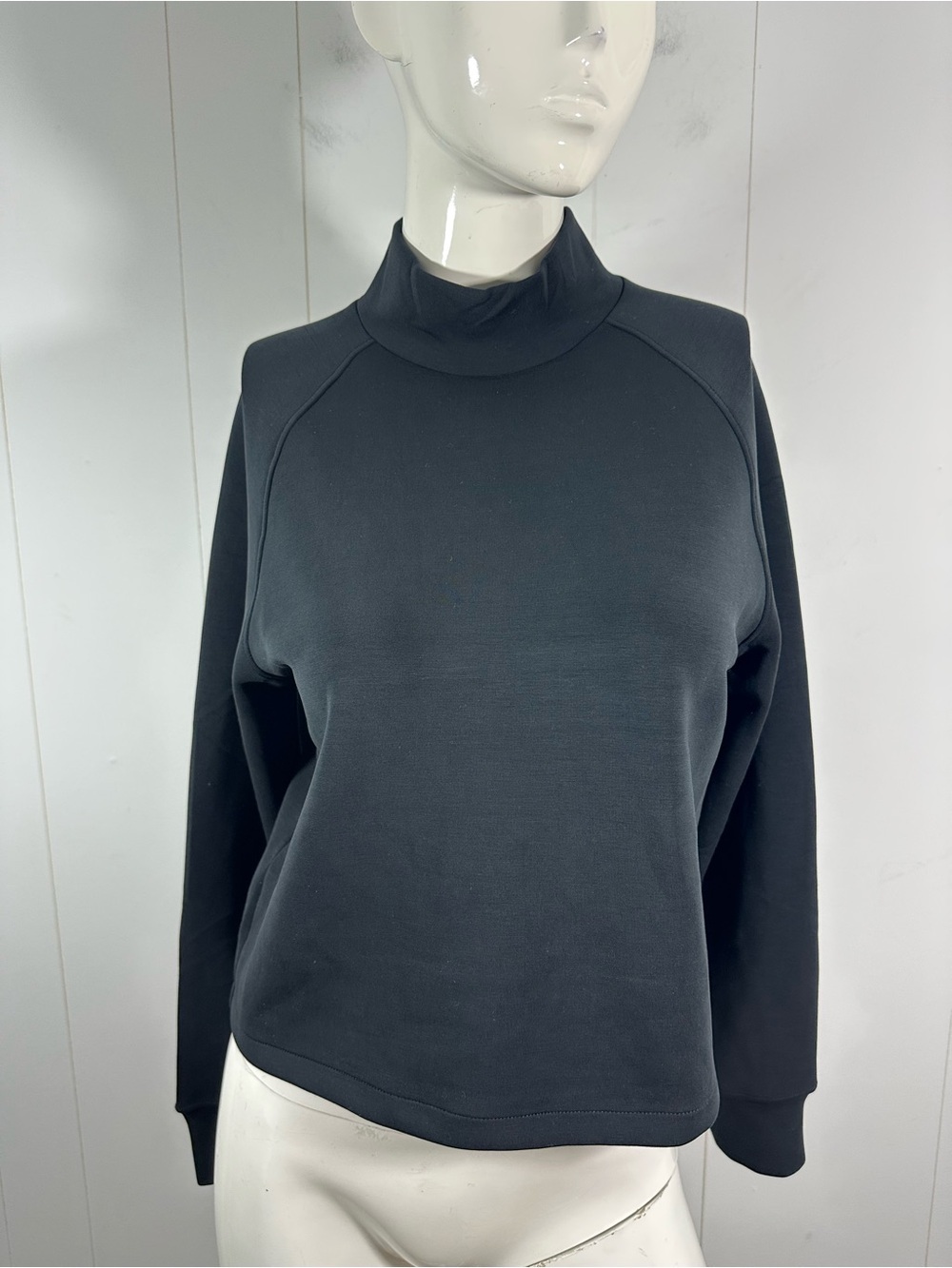NWT MNG by Mango Size XS Black Long Sleeve Mock Neck Top Shirt Minimalist